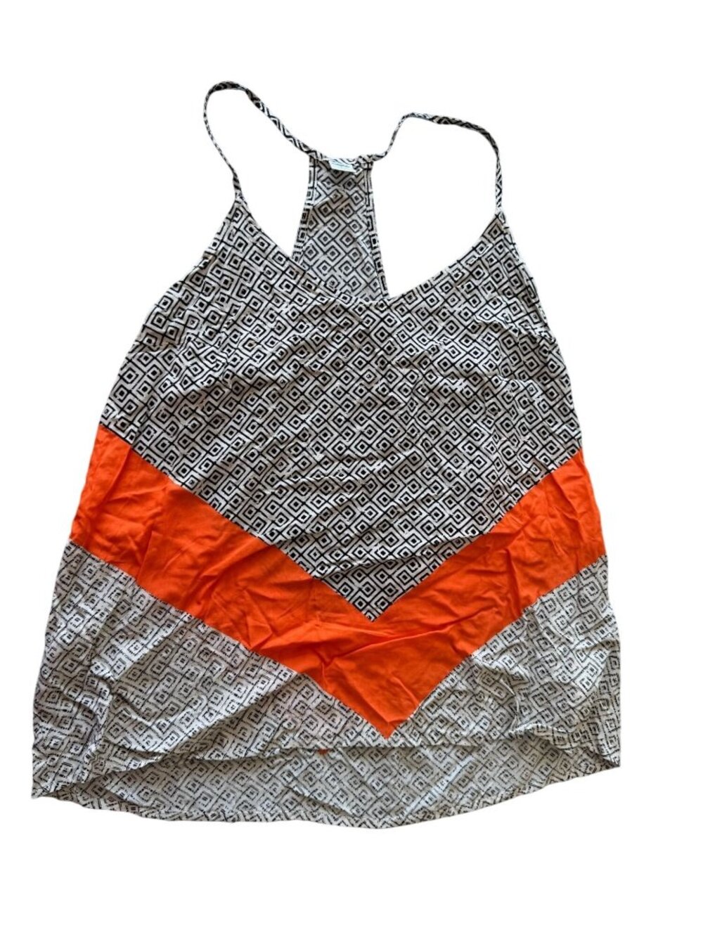 Old Navy Womens Sleeveless Chevron Pattern Tank Top S Black White & Orange